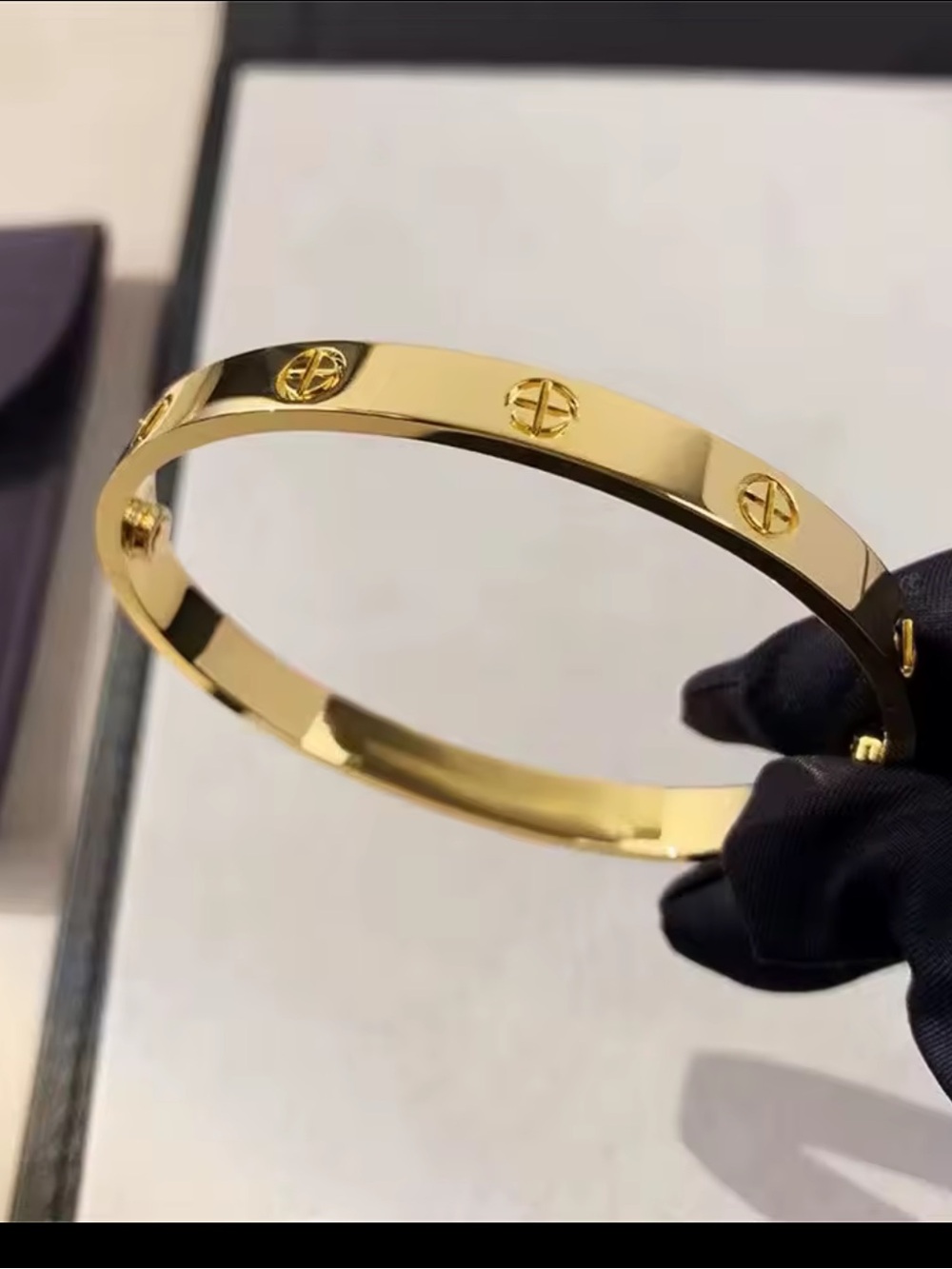 Anthropologie Gold Tone Screw-Accent Bangle Bracelet